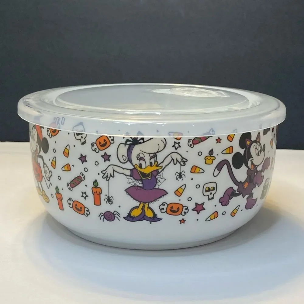 Disney Mickey and Friends Halloween Ceramic Storage Bowl with Vented Lid